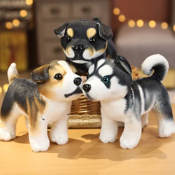 1pc 18CM Modeliavimas Mielas Šuo Pliušiniai Žaislai Mielas Haskis Akita Rottweiler Gyvūnų Šunų Lėlės Įdaryti Minkšti Žaislai Vaikams Berniukams Kalėdų Dovana