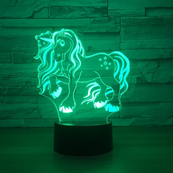 2018 naujas vienaragis led spalvinga touch, 3D naktį šviesos akrilo vaizdo šviesos atmosferą, LED sausas baterija USB dual maitinimo šaltinis