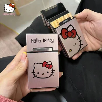 Kawaii Sanrio Hello Kitty Cigarečių Atveju Rožinė Magnetinio Apversti Cigarečių Atveju Animacinių Filmų Karšta Mergina Turi Turėti 20 Lazdos Cigarečių Atveju