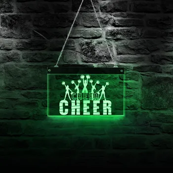 Sveikiname Būrys Stačiakampio Akrilo Šviesos Valdybos Kamuolys Žaidimas Cheerleader Komanda Apšviestas Neoninis Ženklas Įvairių spalvų LED Apšvietimas, Sienos Menas