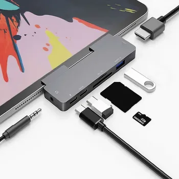 USB C Hub su 4K HDMI suderinamus Adapteris su USB-C PD USB3.0 3.5 mm Jack Port USB C Tipo Dock for iPad Pro Macbook Pro/Air